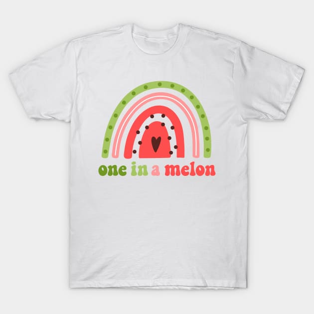 Watermelon rainbow. Pun phrase: One in a Melon T-Shirt by Viaire